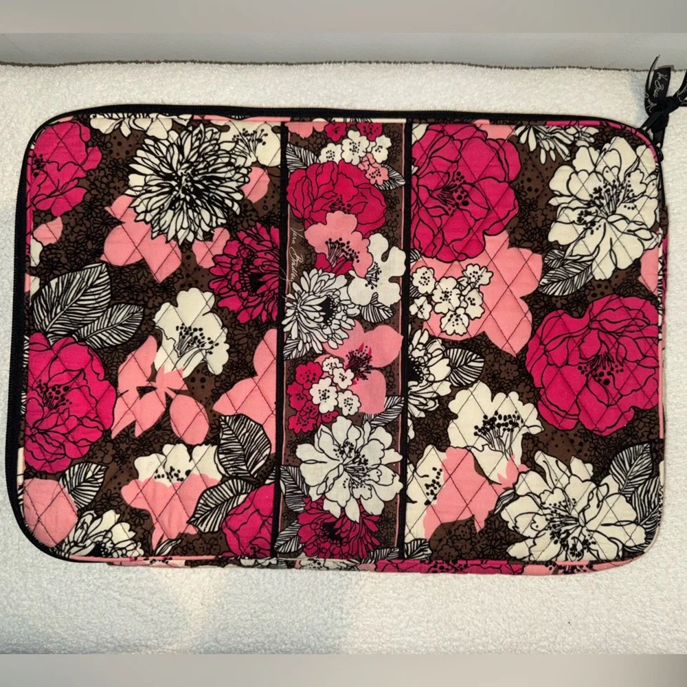 Vera Bradley Pink and Black Floral Laptop Bag Set